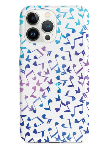 Heart Music Notes Pattern - Blue Watercolor - White Case