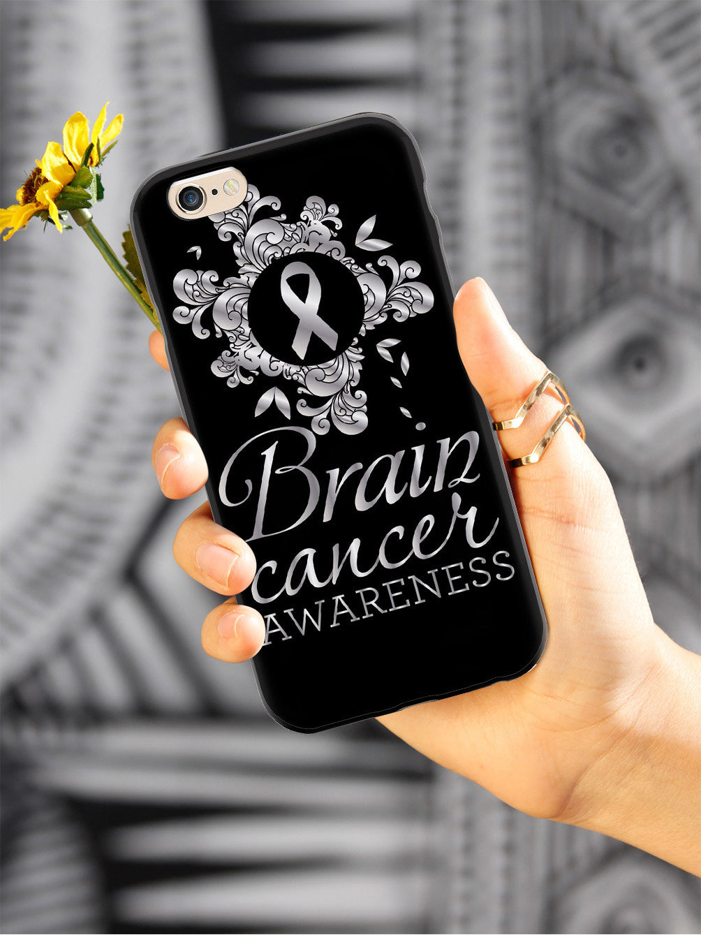 Brain Cancer Awareness Flower Design Case