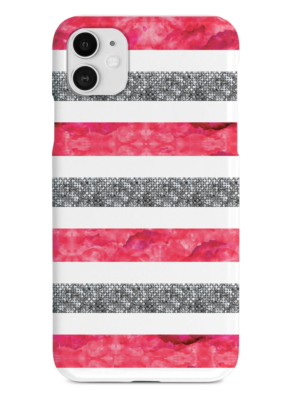 Silver & Pink Stripes Pattern Case