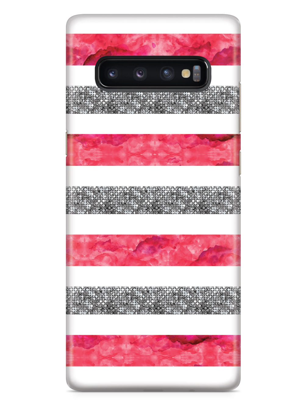 Silver & Pink Stripes Pattern Case