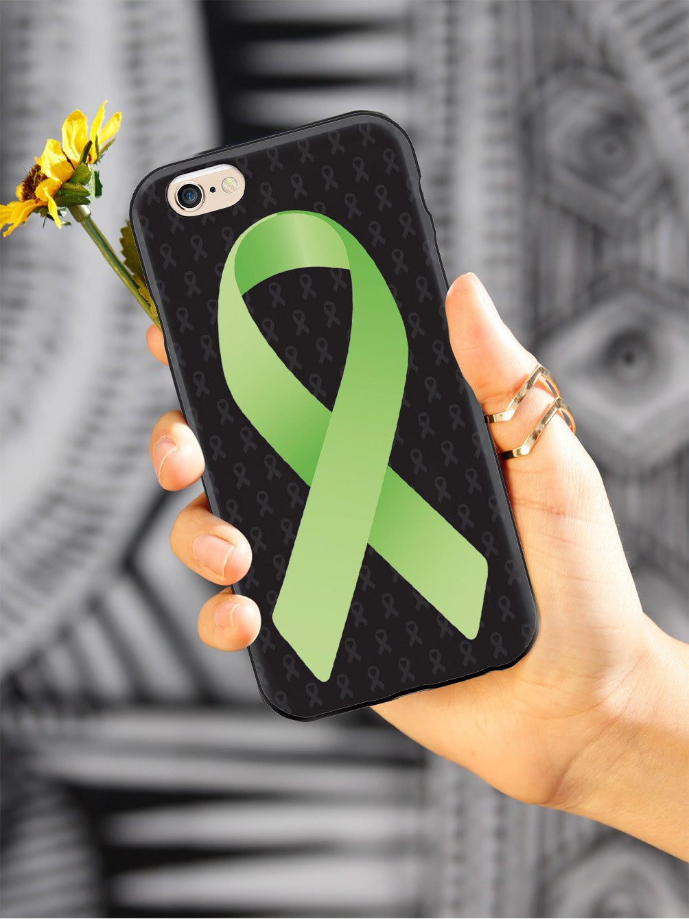 Lime Green Awareness Ribbon - Black Case
