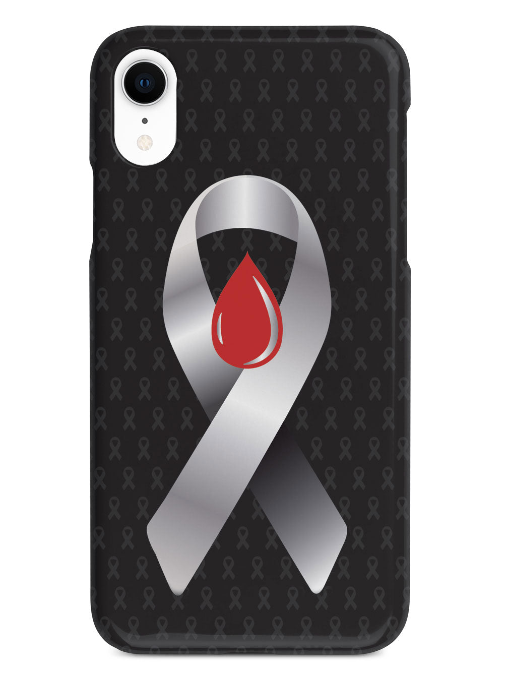 Grey with Blood Drop Awareness Ribbon - Black Case