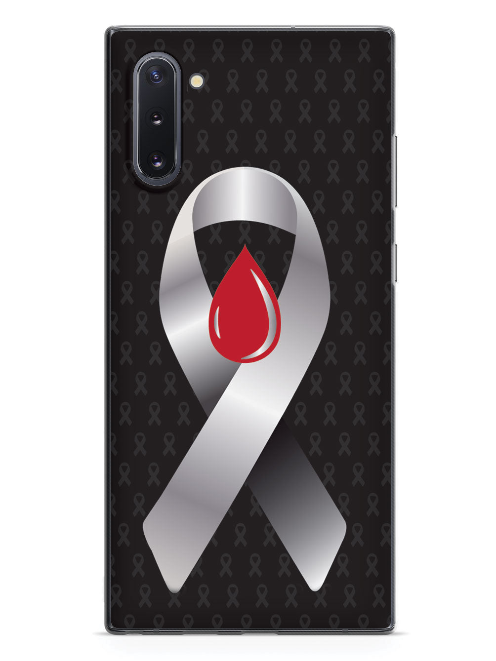 Grey with Blood Drop Awareness Ribbon - Black Case