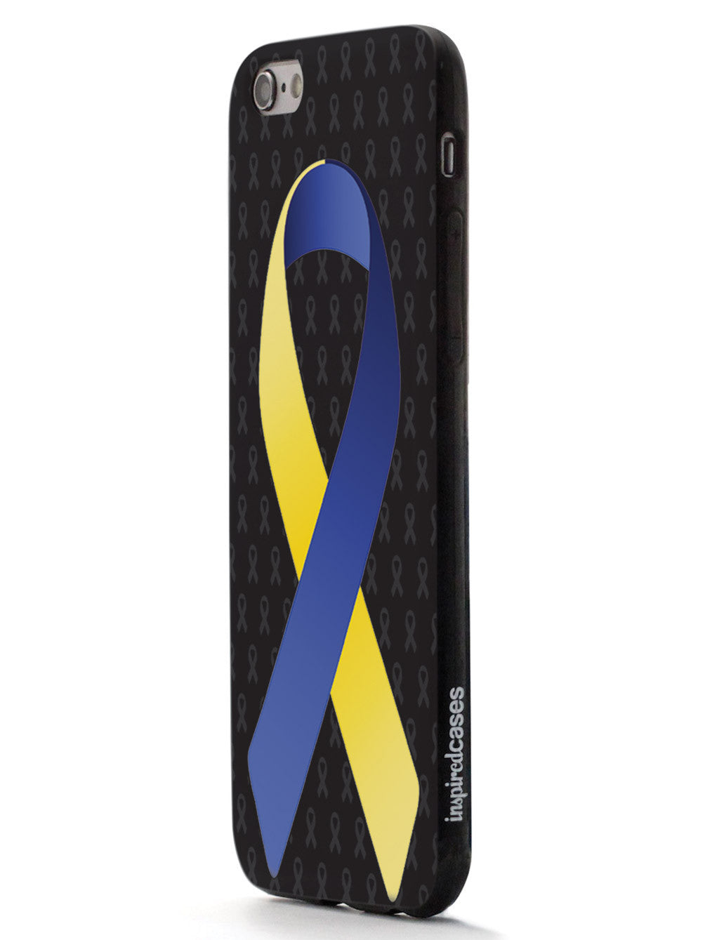 Blue and Yellow Awareness Ribbon - Black Case