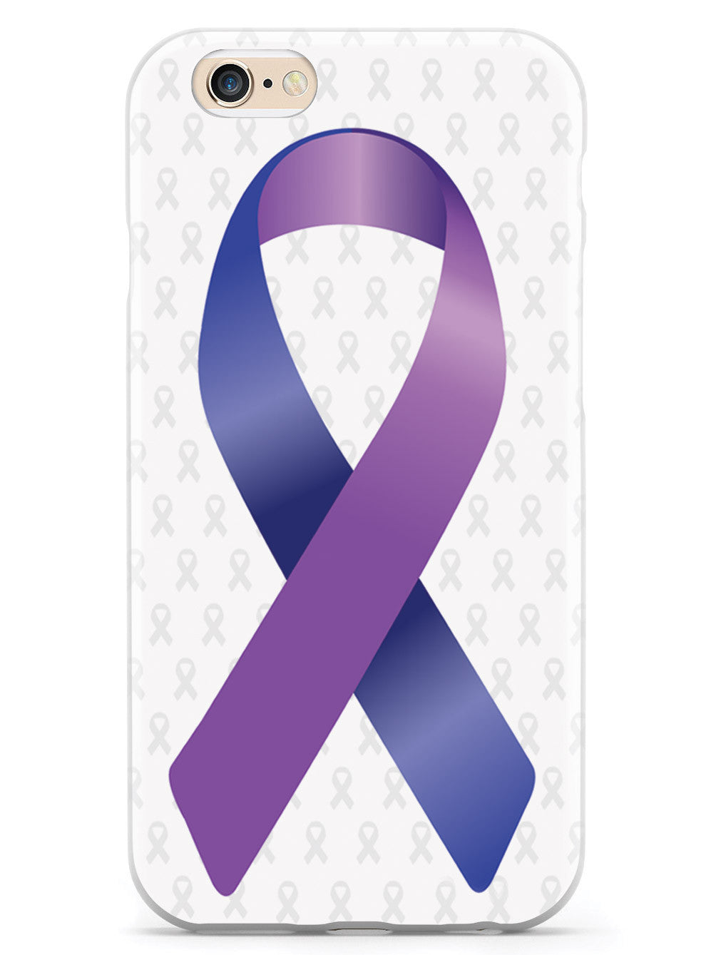 Blue and Purple Awareness Ribbon - White Case