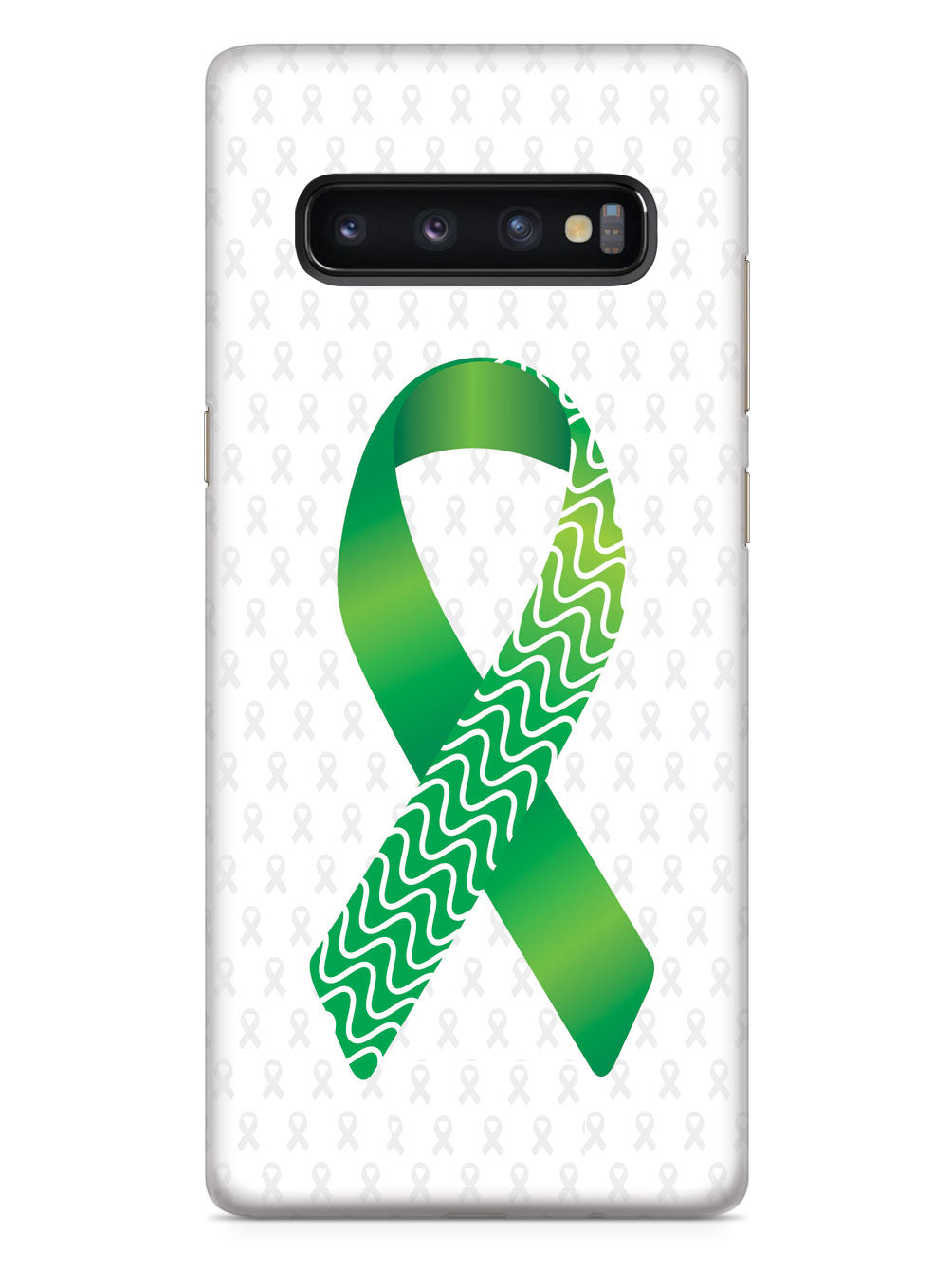 Green and Wavy Lines Awareness Ribbon - White Case