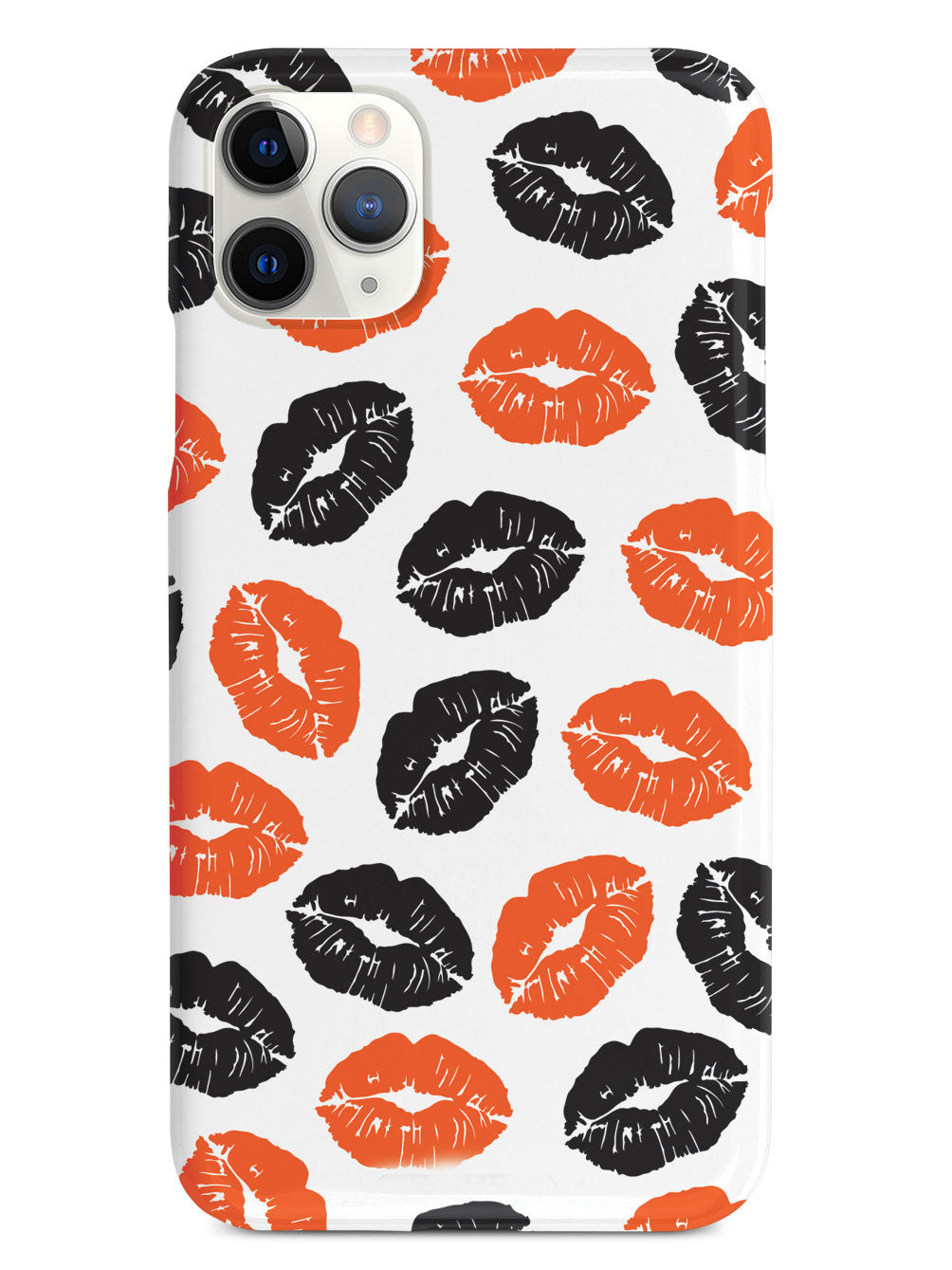 Lip Print Pattern - Black & Orange Case