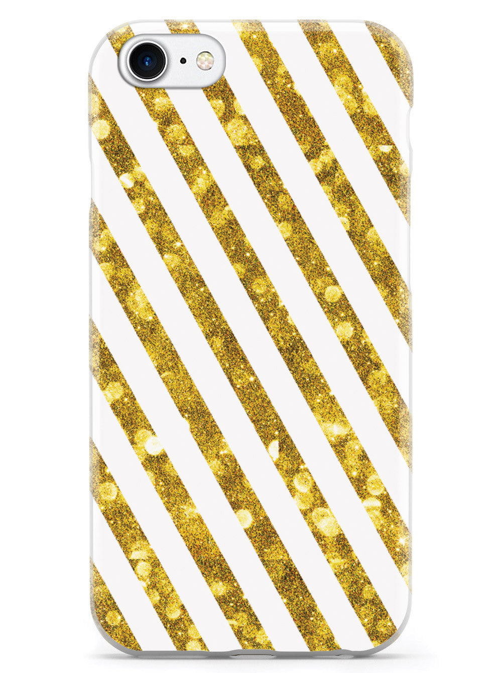 Gold Glitter Stripes - White Case