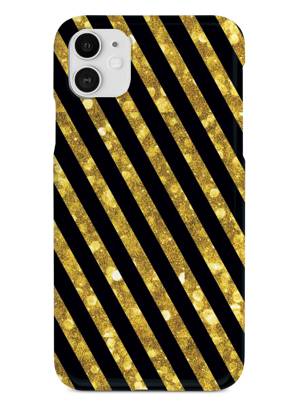 Gold Glitter Stripes - Black Case