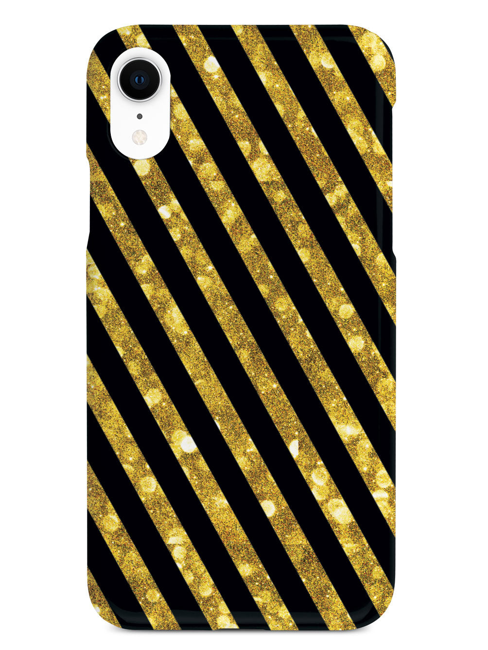 Gold Glitter Stripes - Black Case