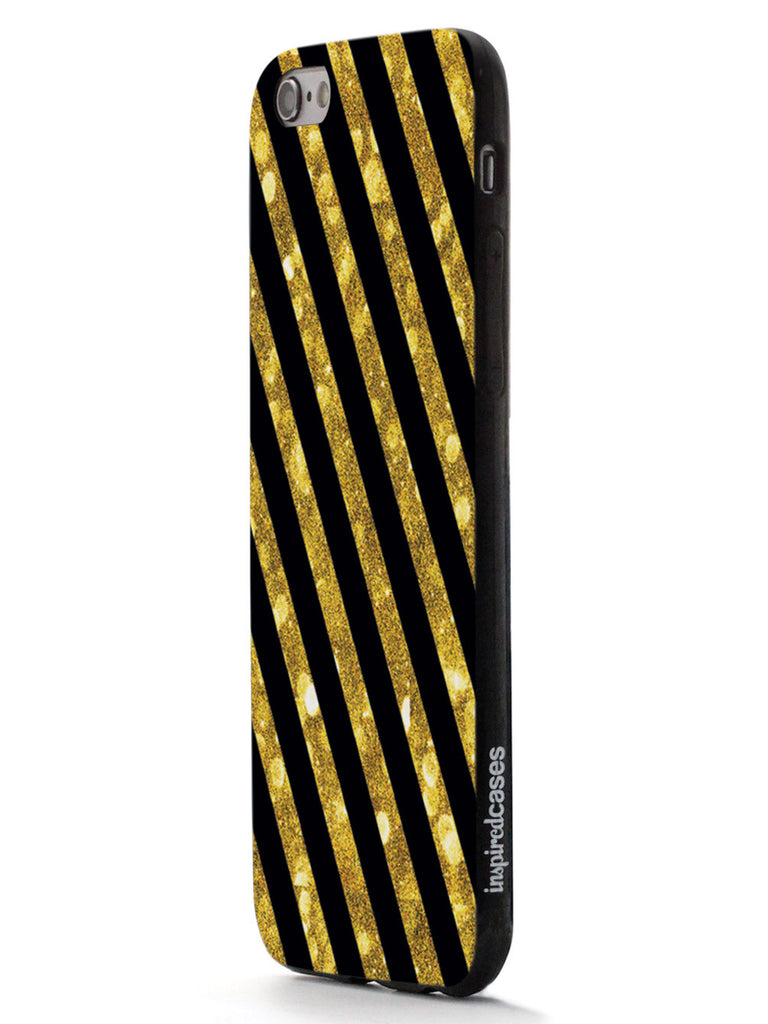Gold Glitter Stripes - Black Case – InspiredCases