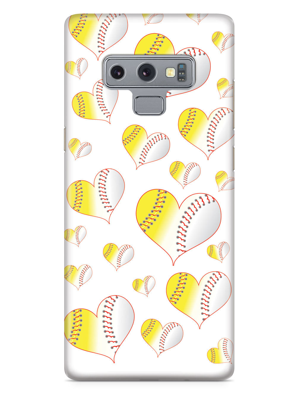 Baseball Softball Combo Hearts Pattern - White Case