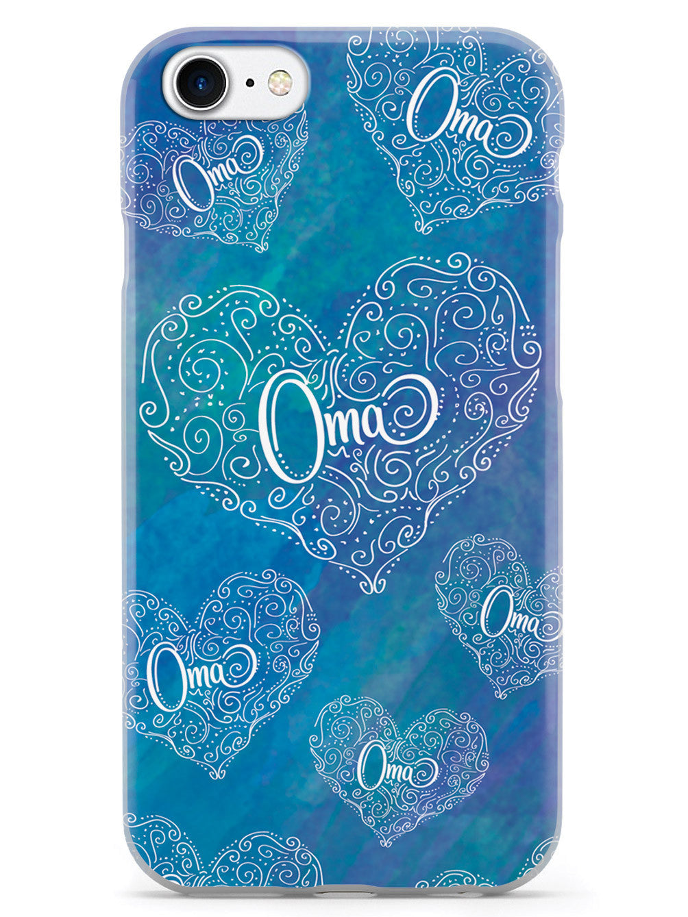 Oma Doodle Hearts - Blue Case