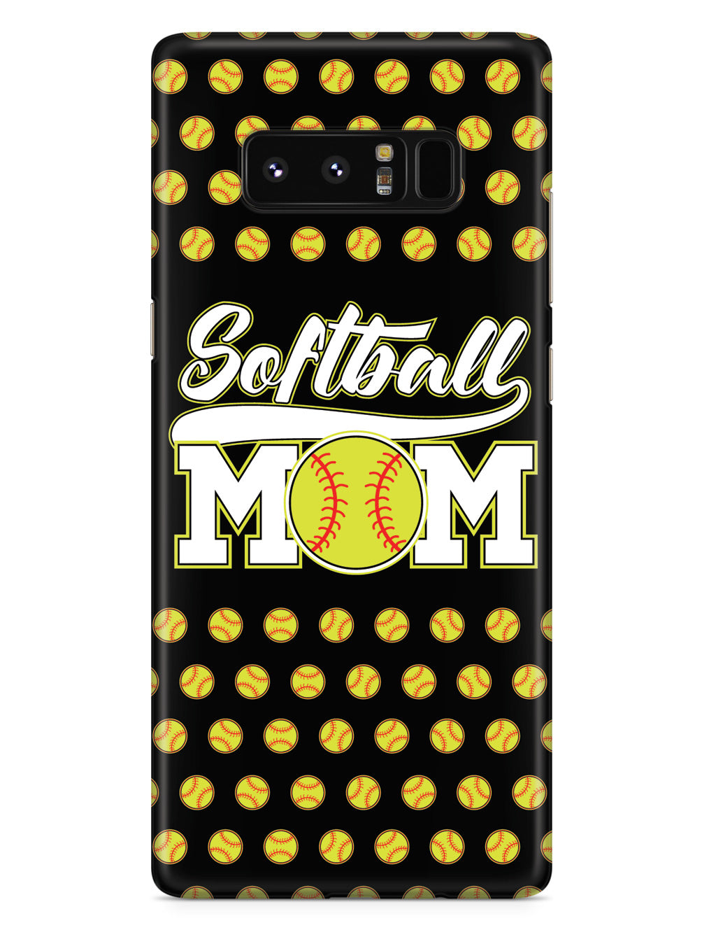 Softball Mom - Black Softball Pattern Case