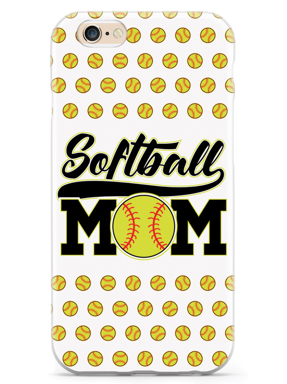 Softball Mom - White Softball Pattern Case
