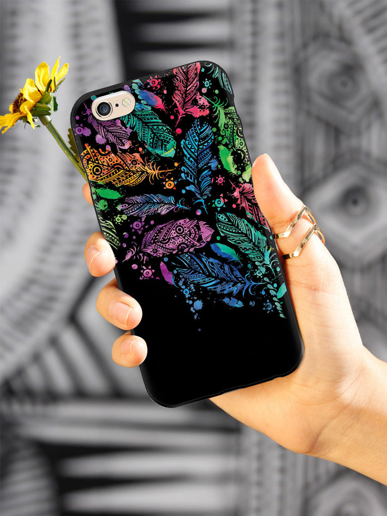 Watercolor Feathers - Black Case – InspiredCases