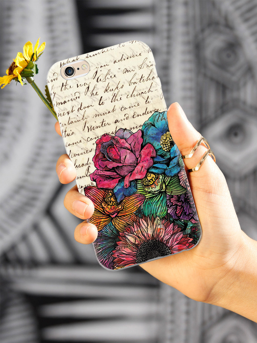 Case With Lettering Vintage Handwritten Letter and Flowers Case – InspiredCases