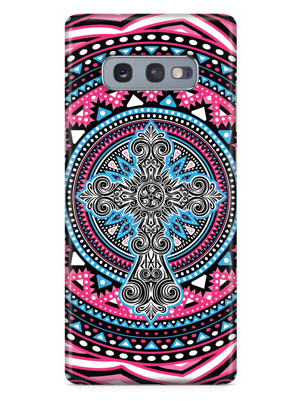 Ornate Cross - Pink and Blue Case