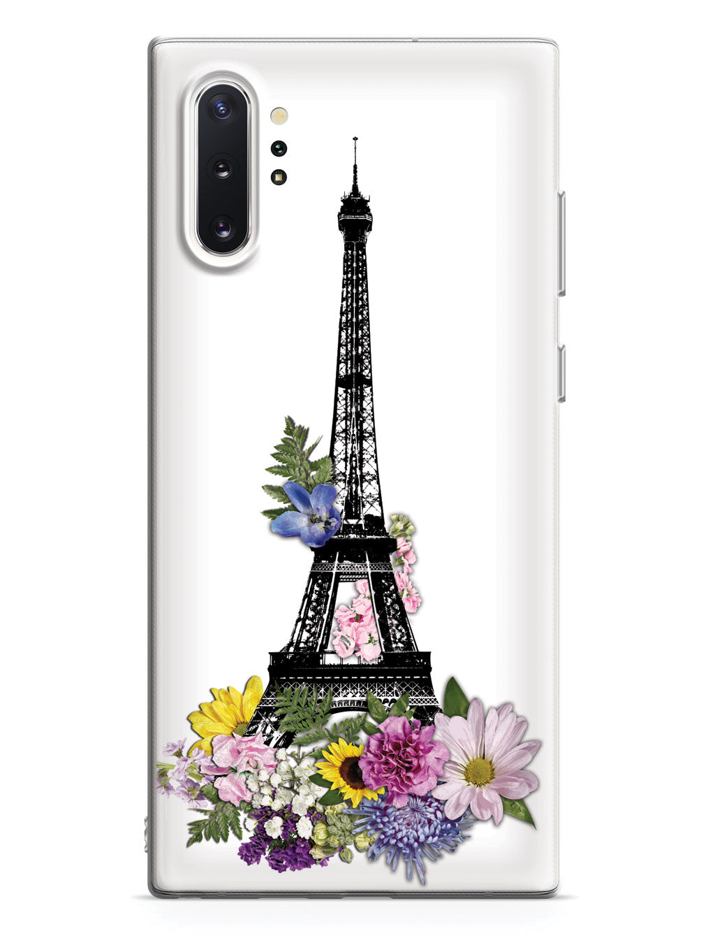 Eiffel Tower Drawing and Flowers - White Case