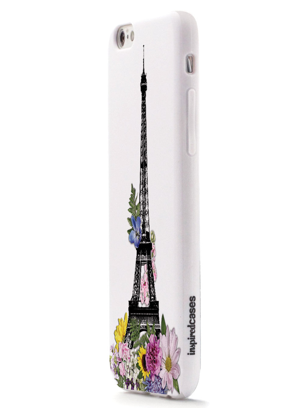 Eiffel Tower Drawing and Flowers - White Case