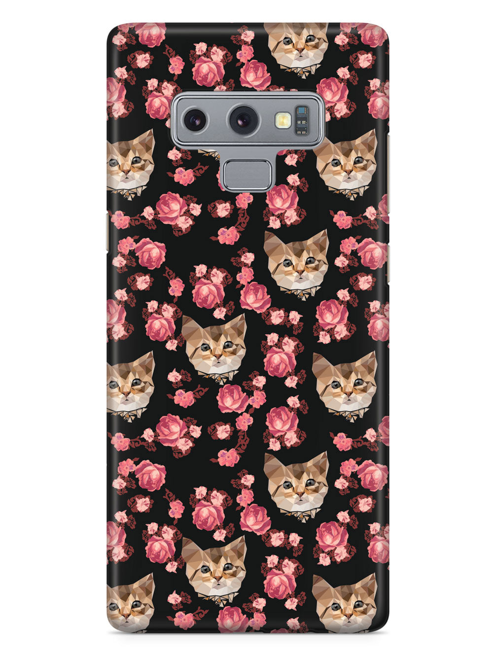 Roses and Kittens Pattern - Black Case