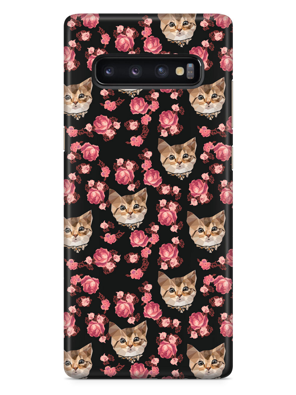 Roses and Kittens Pattern - Black Case