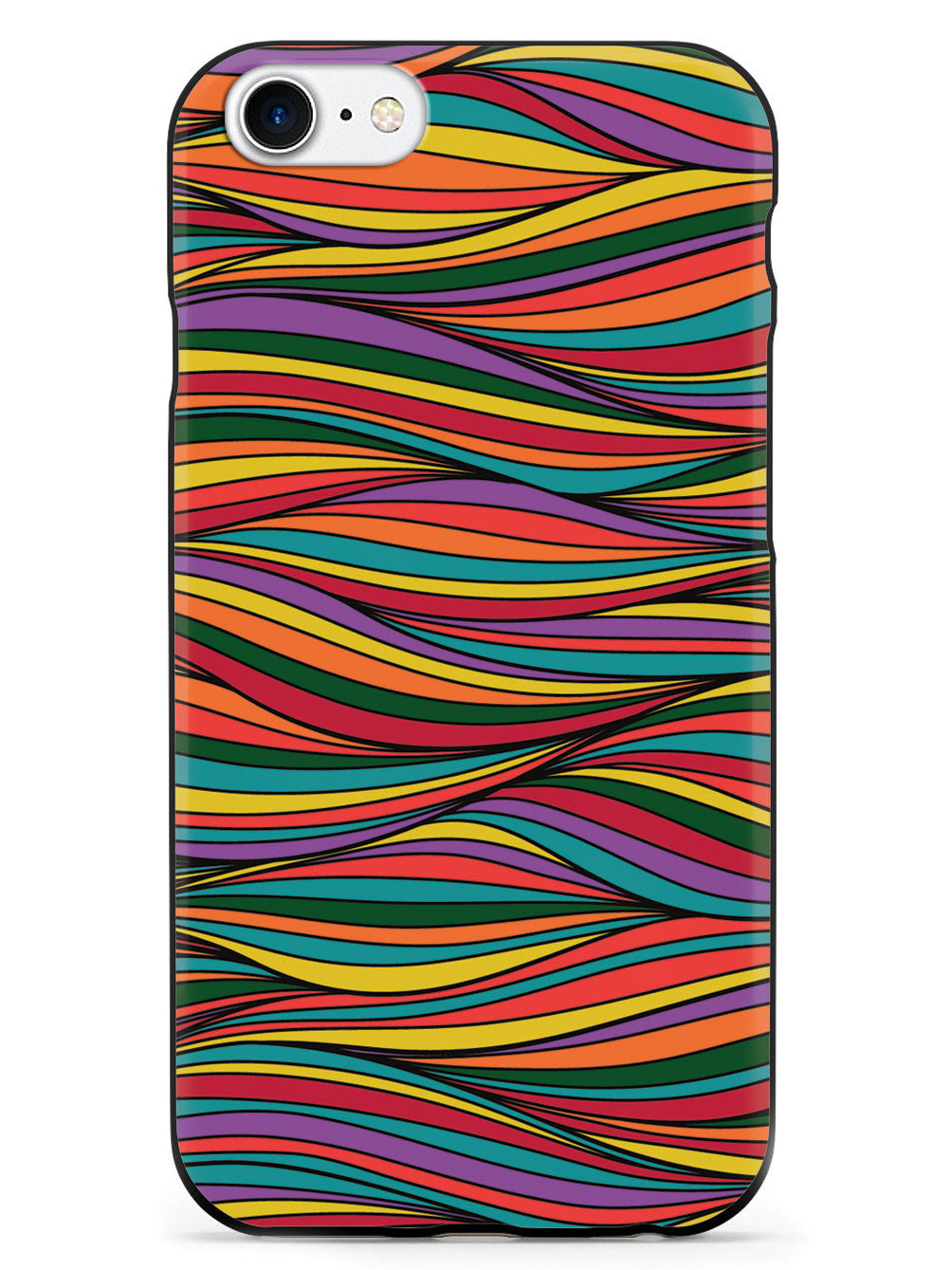 Colorful Waves Texture - Black Case