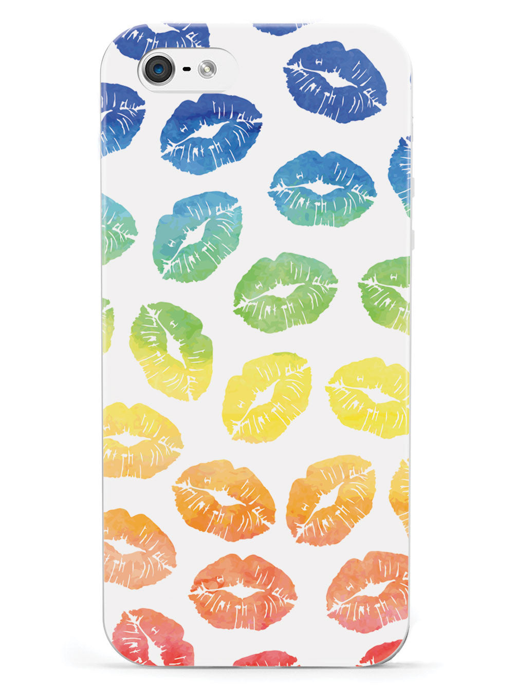 Lip Print Pattern - Watercolor Rainbow - White Case