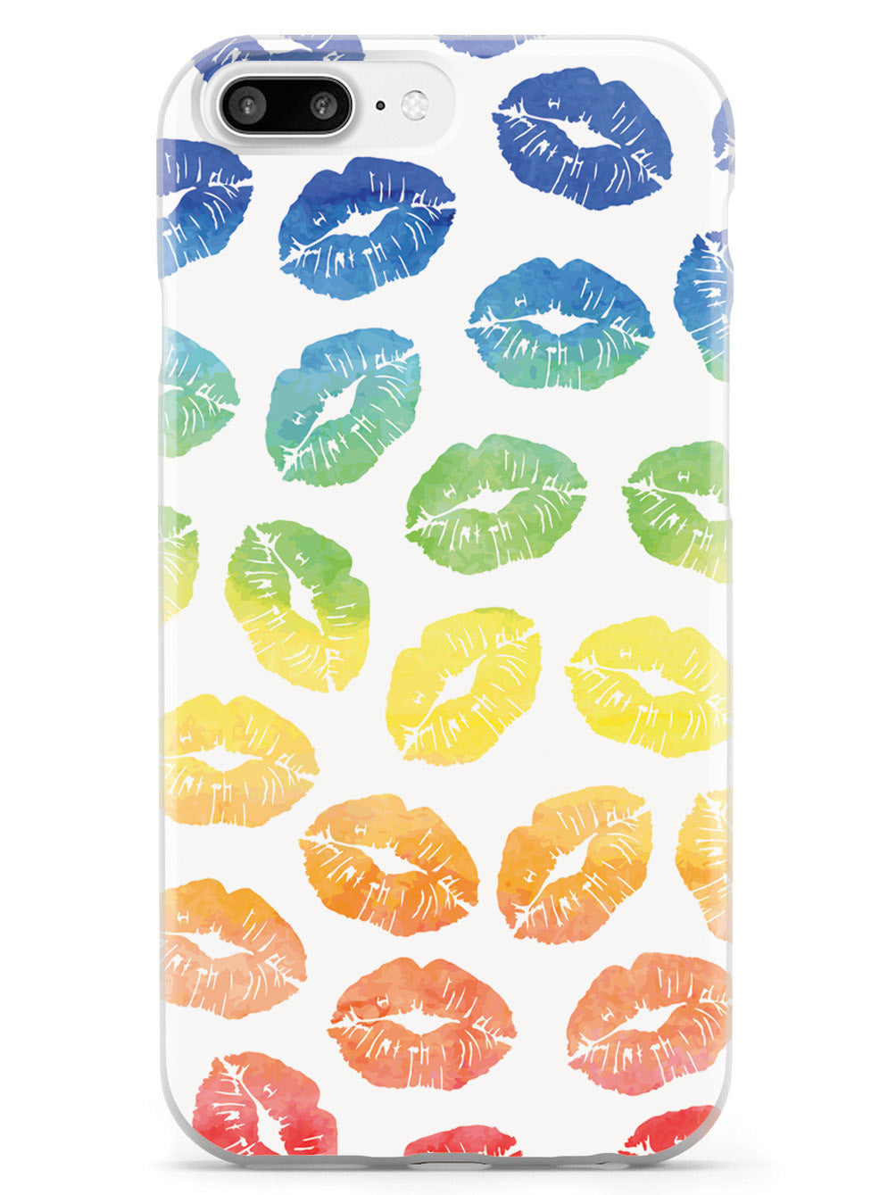 Lip Print Pattern - Watercolor Rainbow - White Case