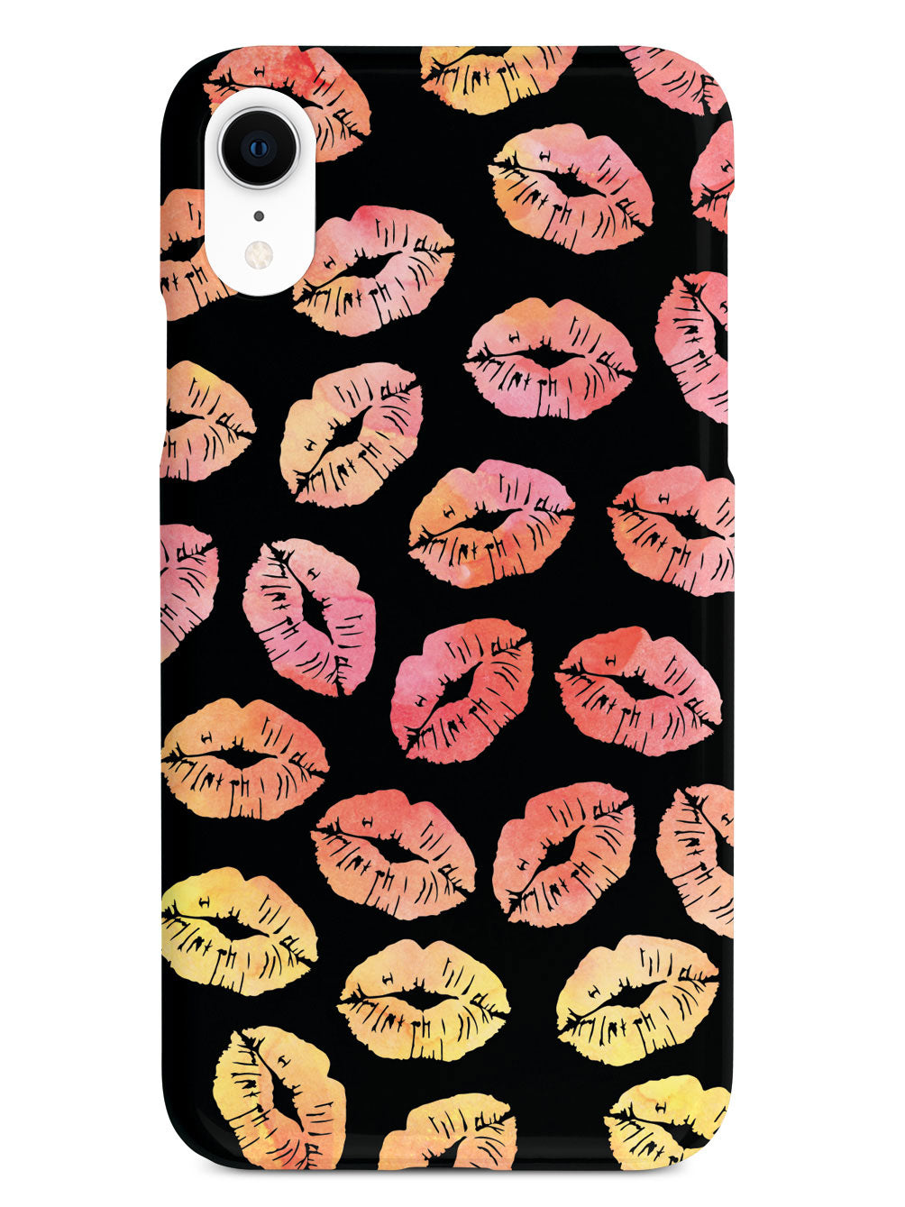 Lip Print Pattern - Sunset Colors - Black Case