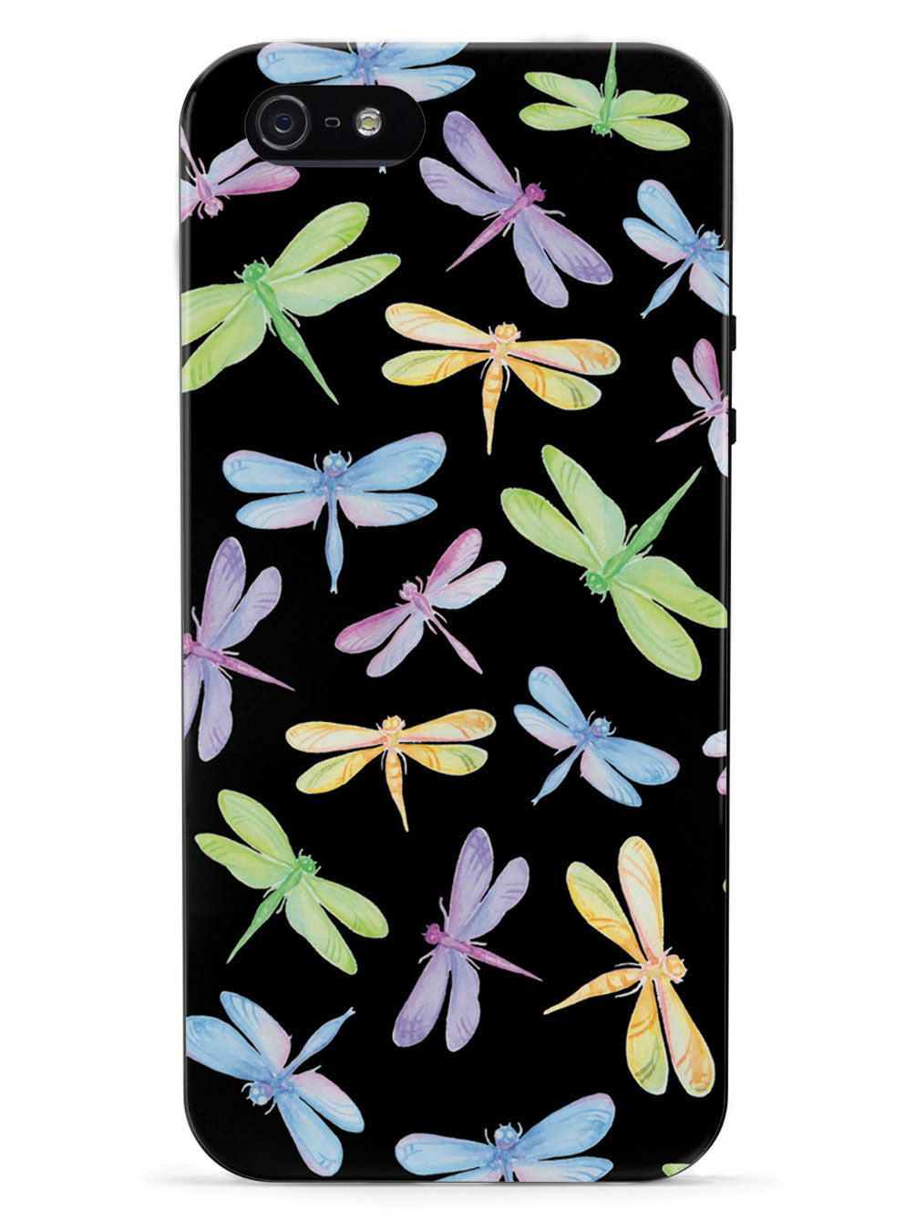Watercolor Dragonflies Pattern - Black Case