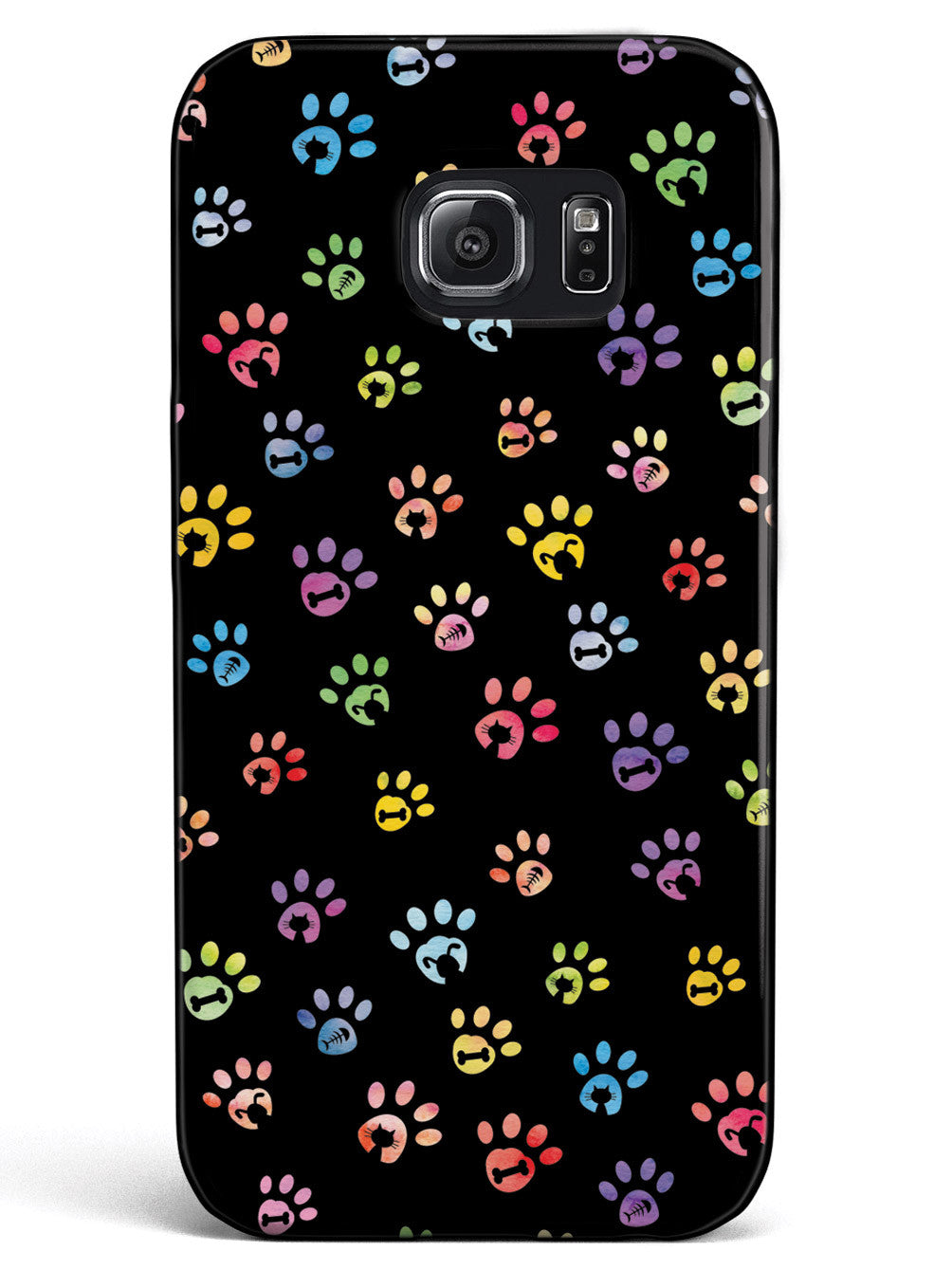 Dog & Cat Lover - Small Watercolor Paw Prints - Black Case