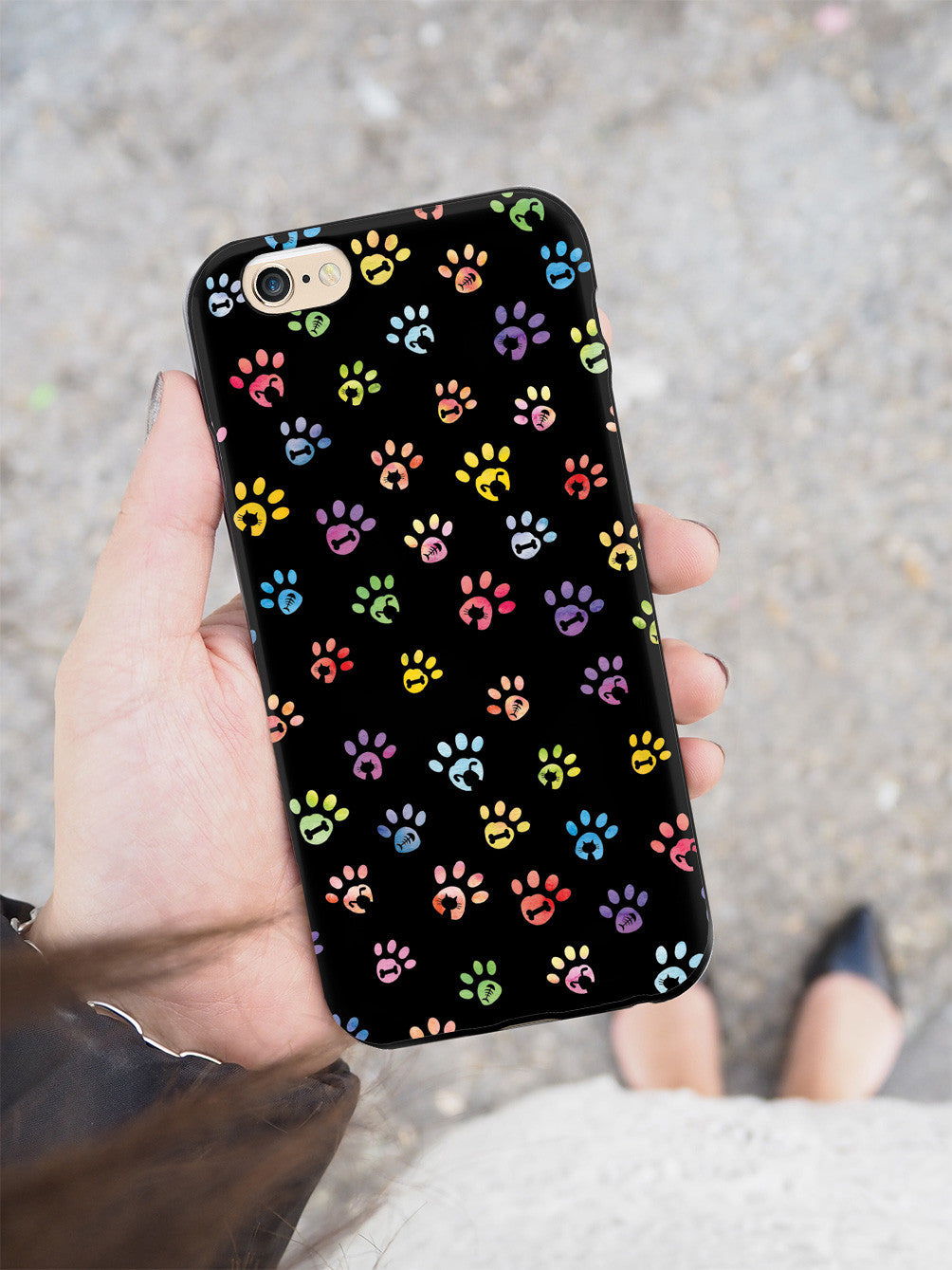 Dog & Cat Lover - Small Watercolor Paw Prints - Black Case
