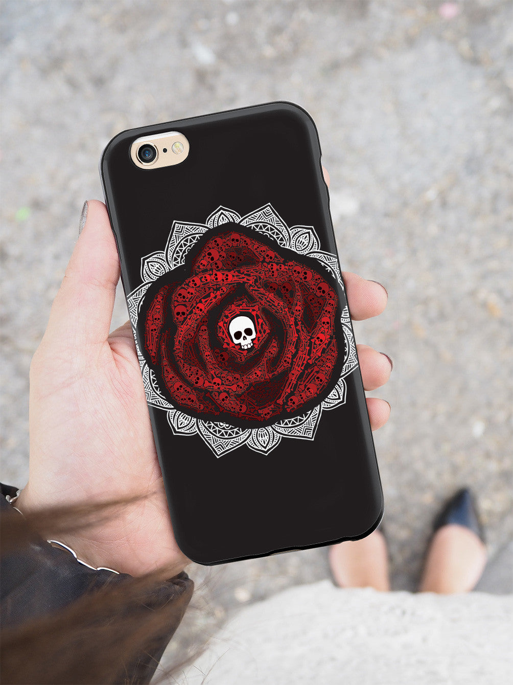 Red Rose Skull - Black Case – InspiredCases