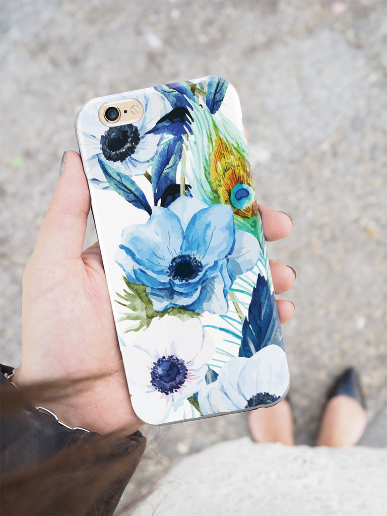 Peacock Feather Flowers - White Case – InspiredCases