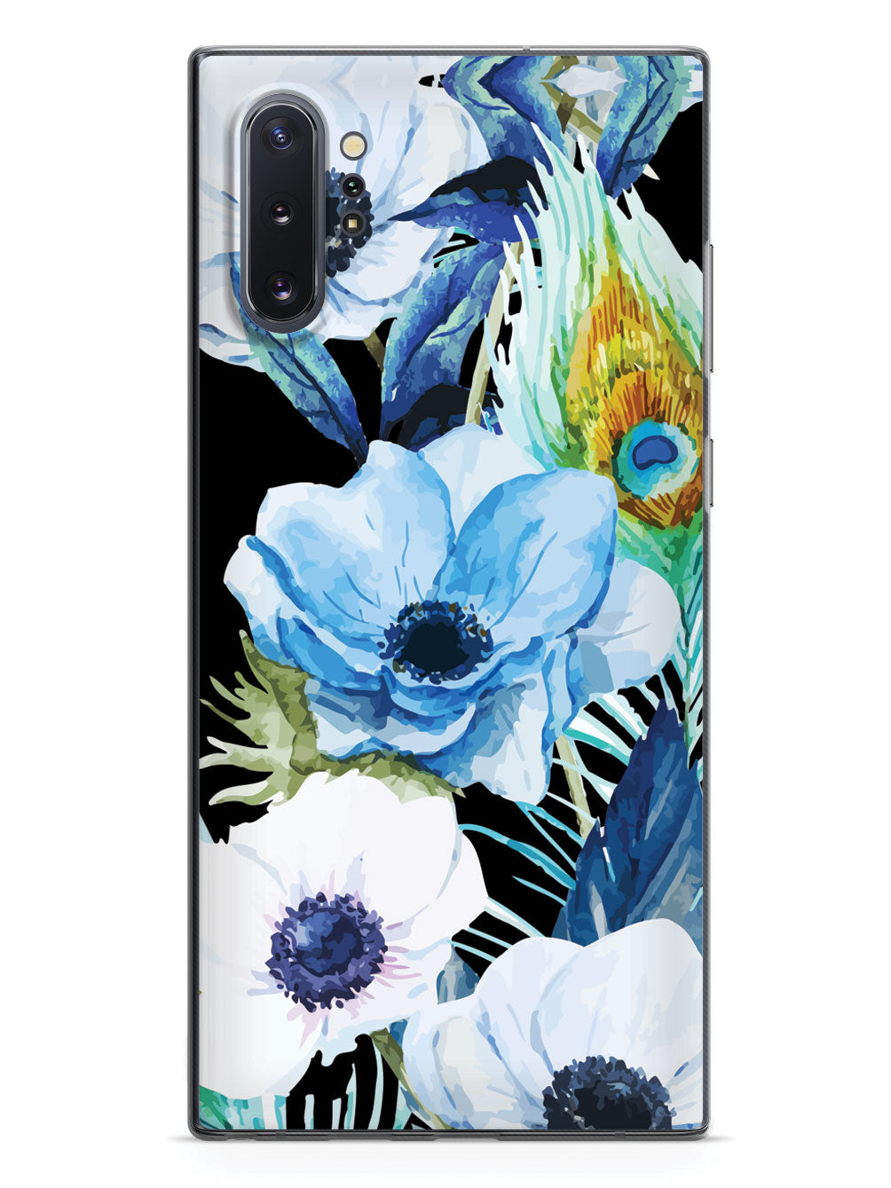 Peacock Feather Flowers - Black Case