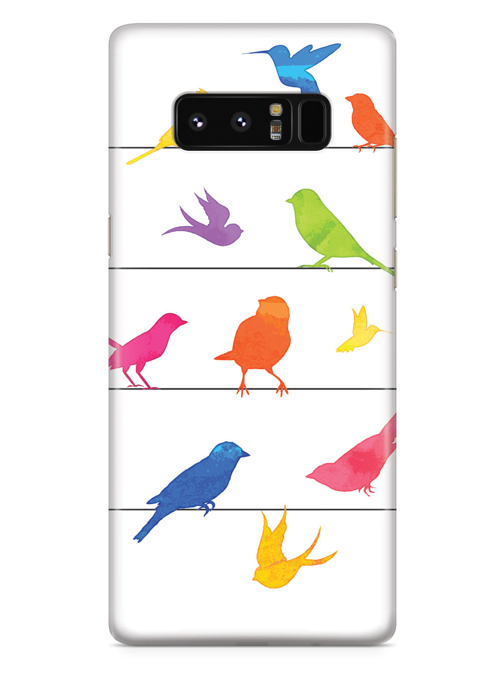 Colorful Birds on a Wire - White Case
