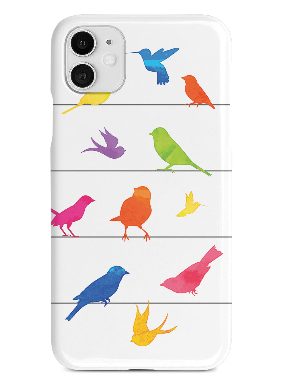 Colorful Birds on a Wire - White Case