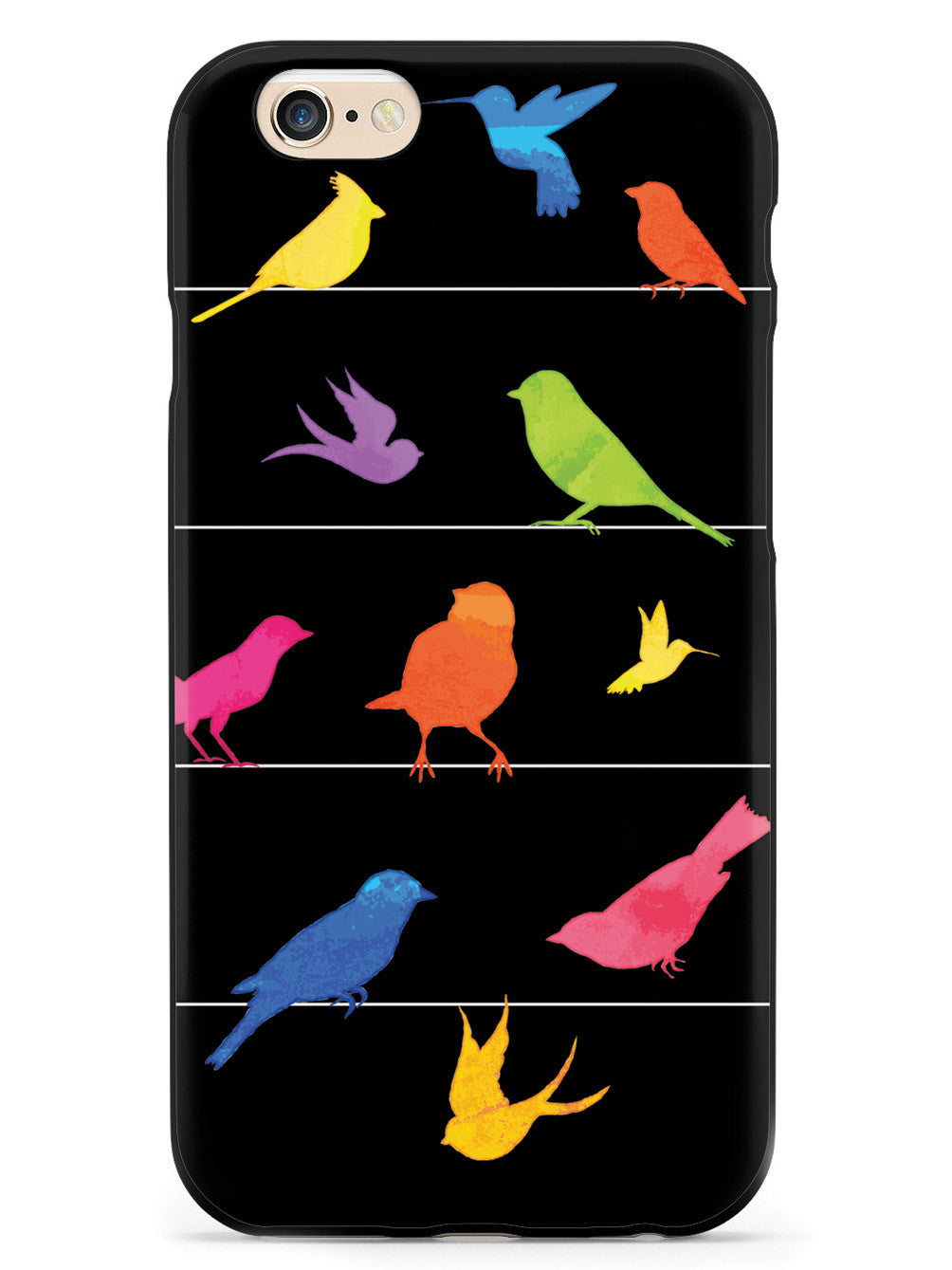 Colorful Birds on a Wire - Black Case