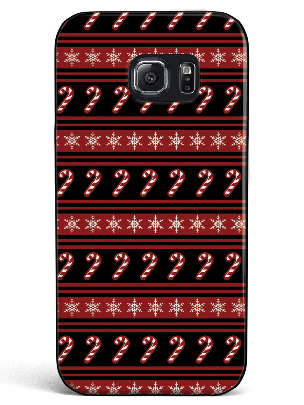 Candy Cane Snow Flakes Pattern - Black Case