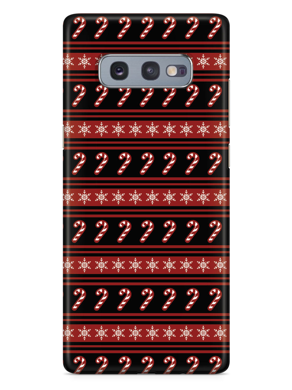 Candy Cane Snow Flakes Pattern - Black Case