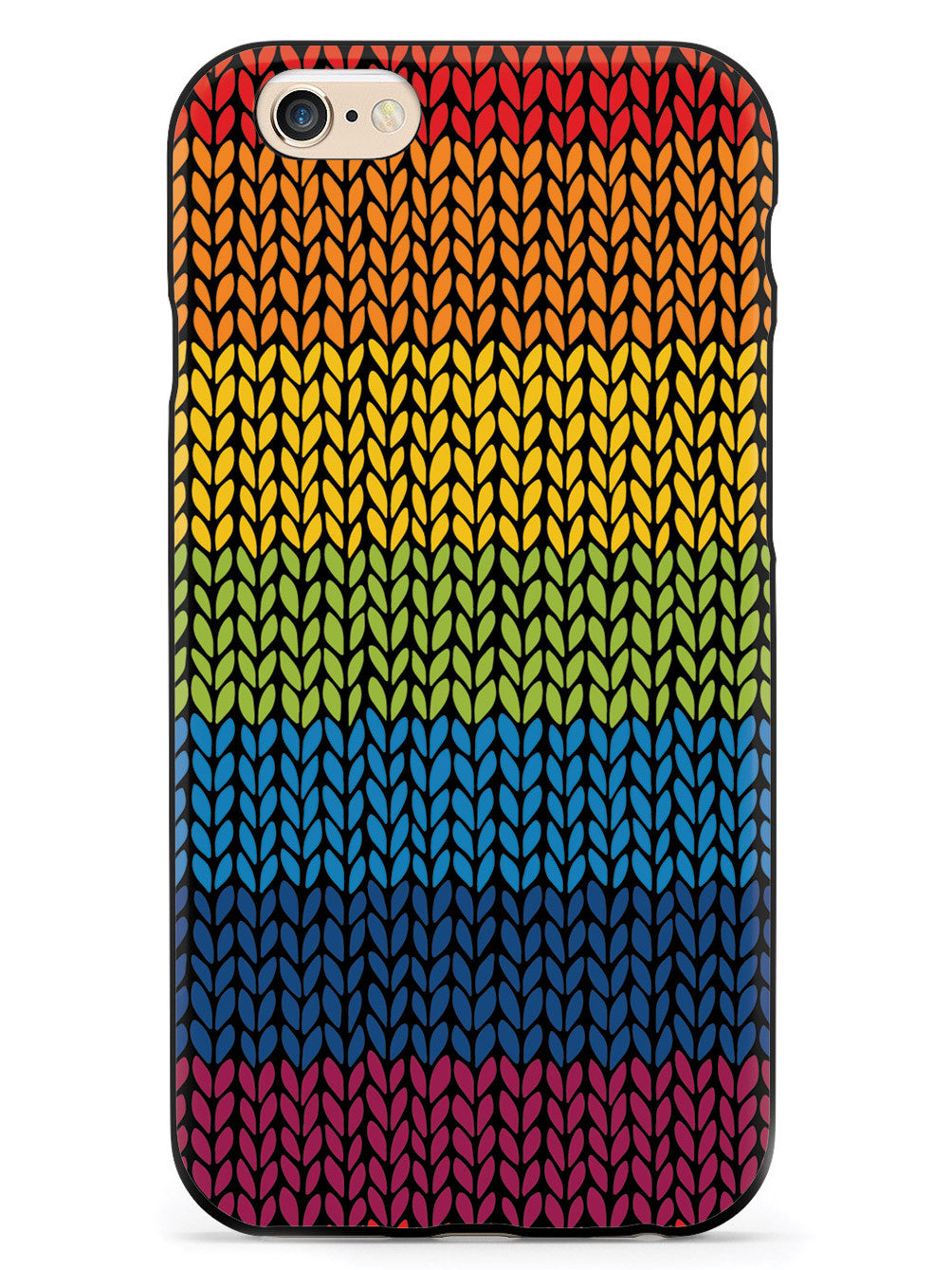 Rainbow Crochet Texture - Black Case