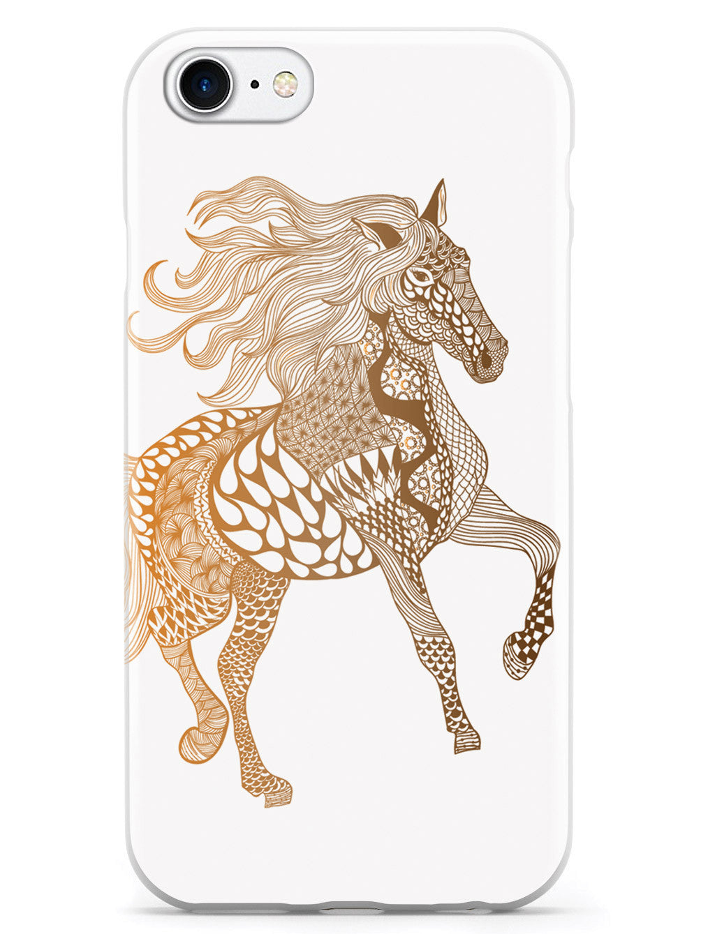 Zentangle Horse - Caramel Bronze - White Case