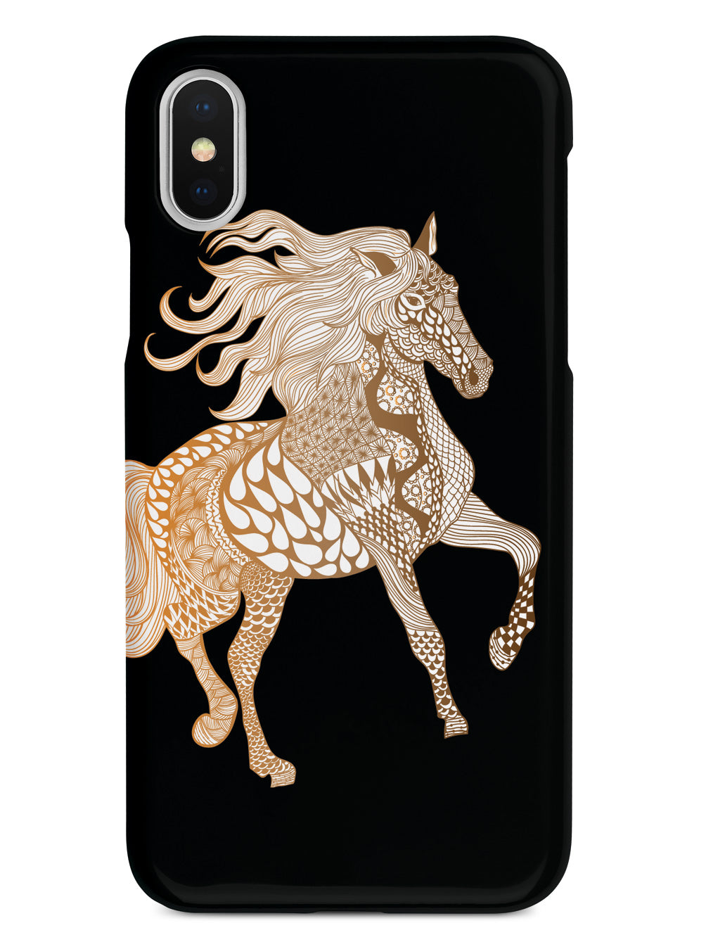 Zentangle Horse - Caramel Bronze - Black Case