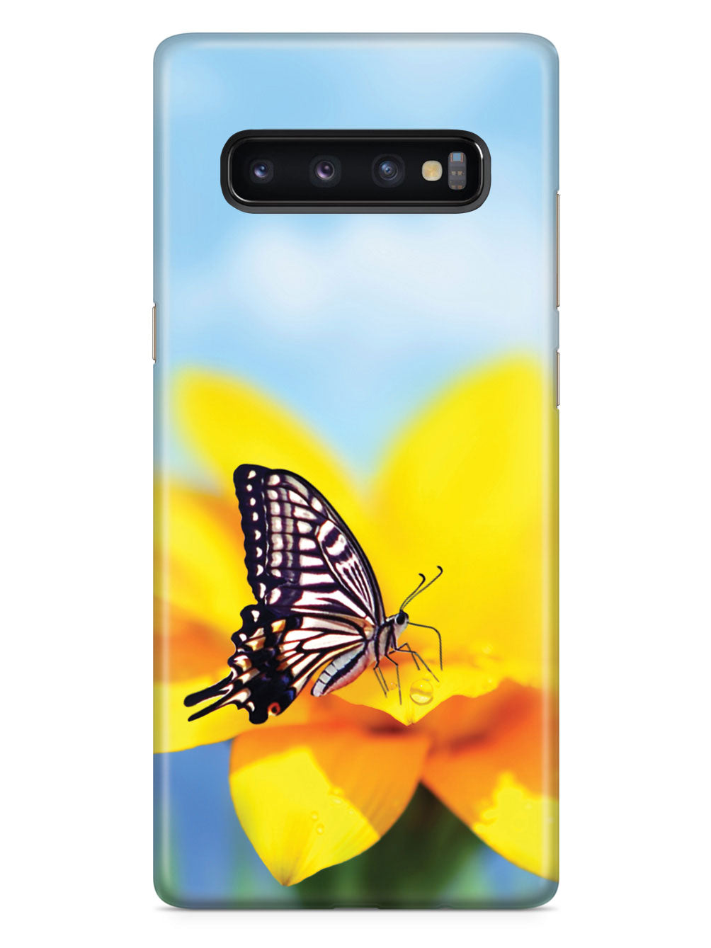 Monarch Butterfly on Yellow Flower - Black Case