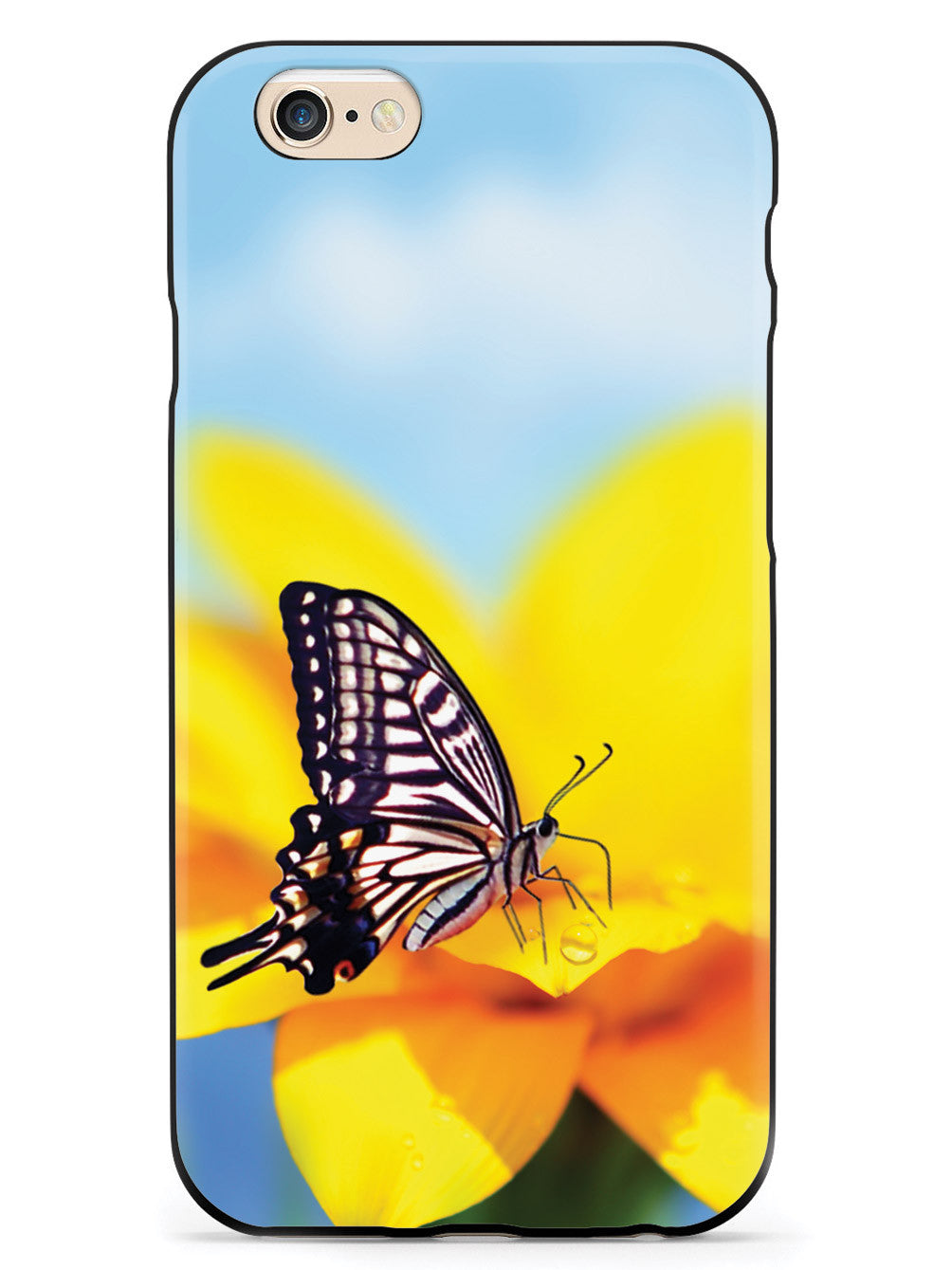 Monarch Butterfly on Yellow Flower - Black Case