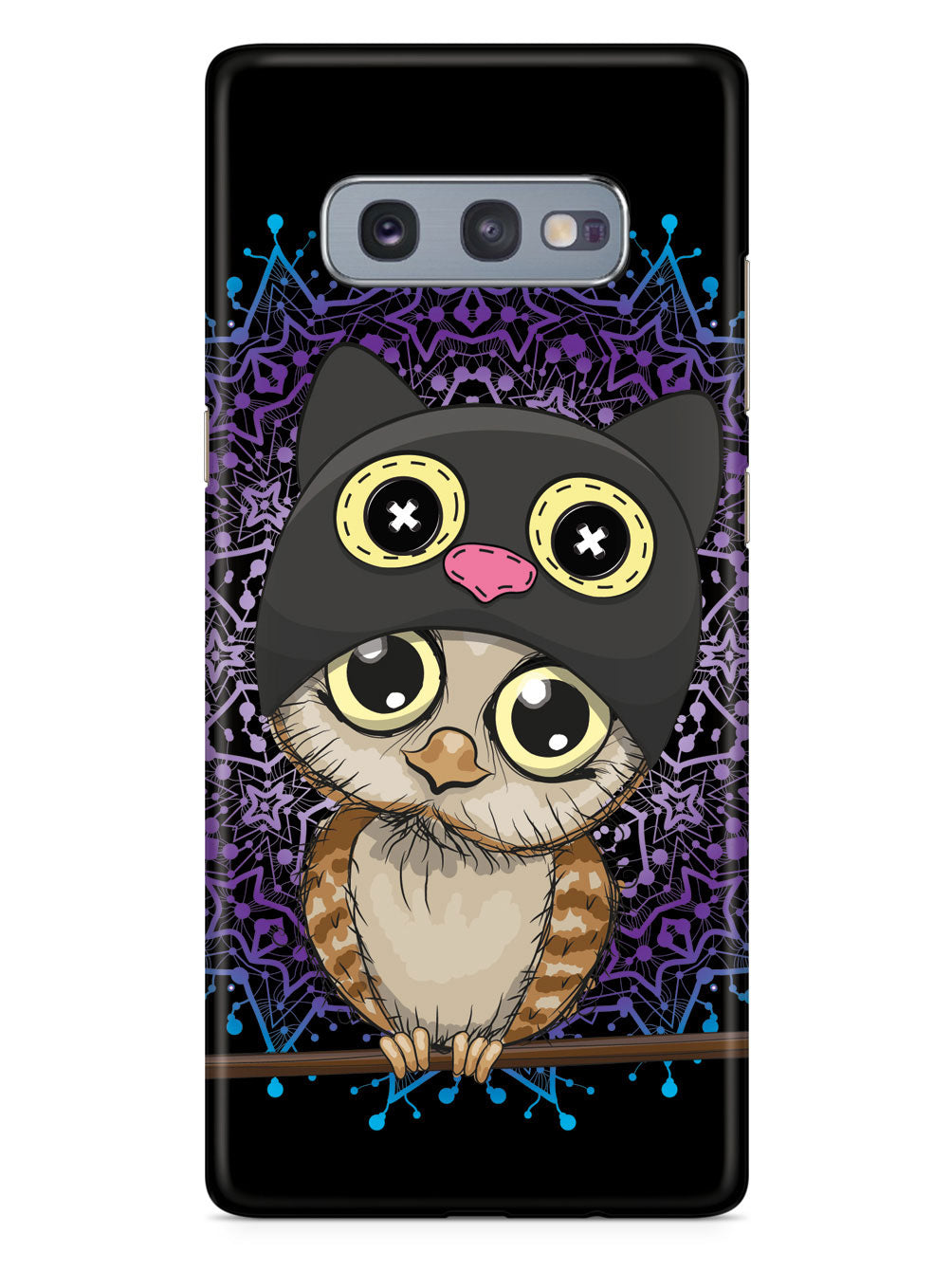 Cute Kitten-Owl Doodle - Black Case