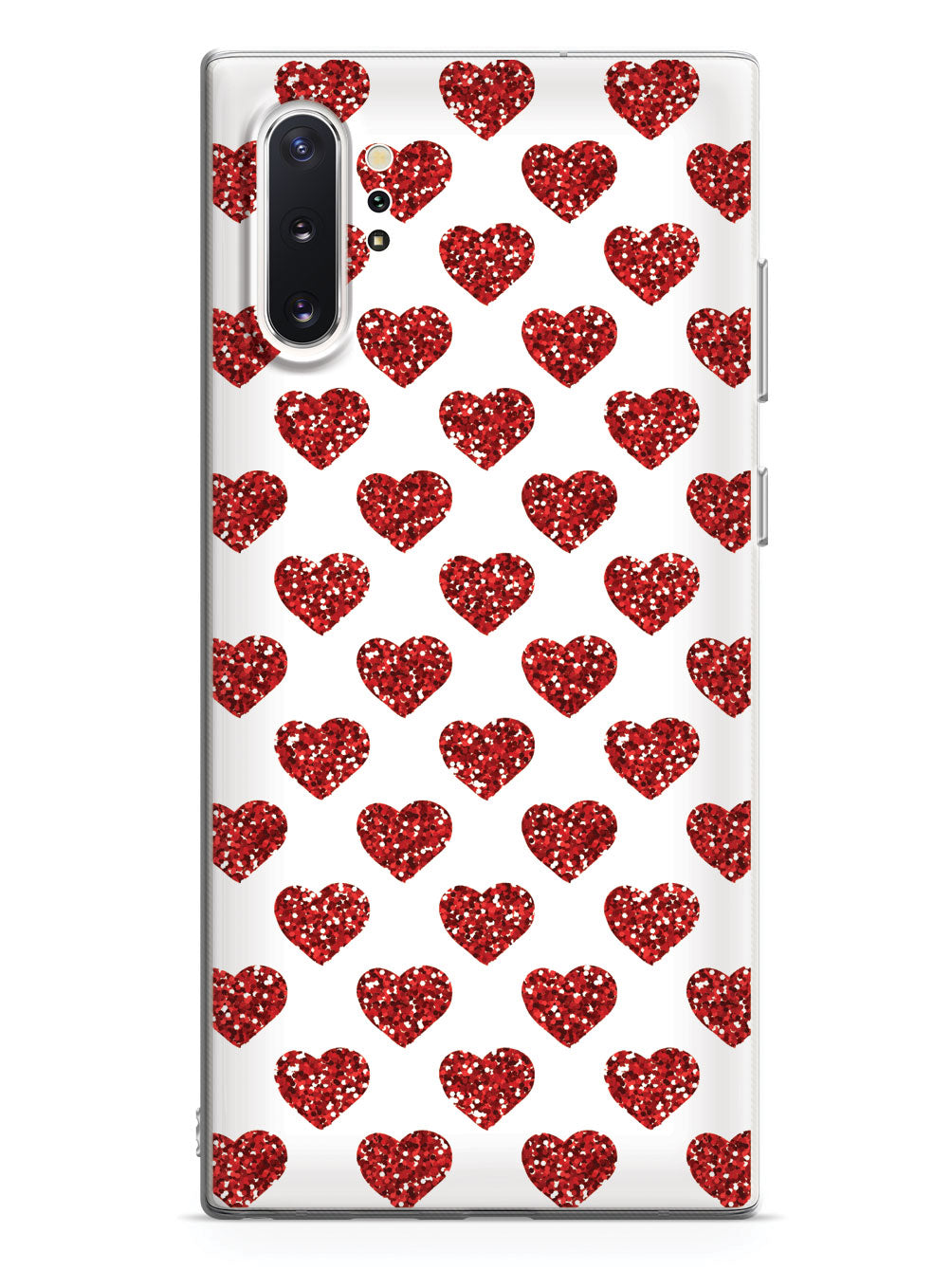 Red Glitter Heart Pattern - White Case