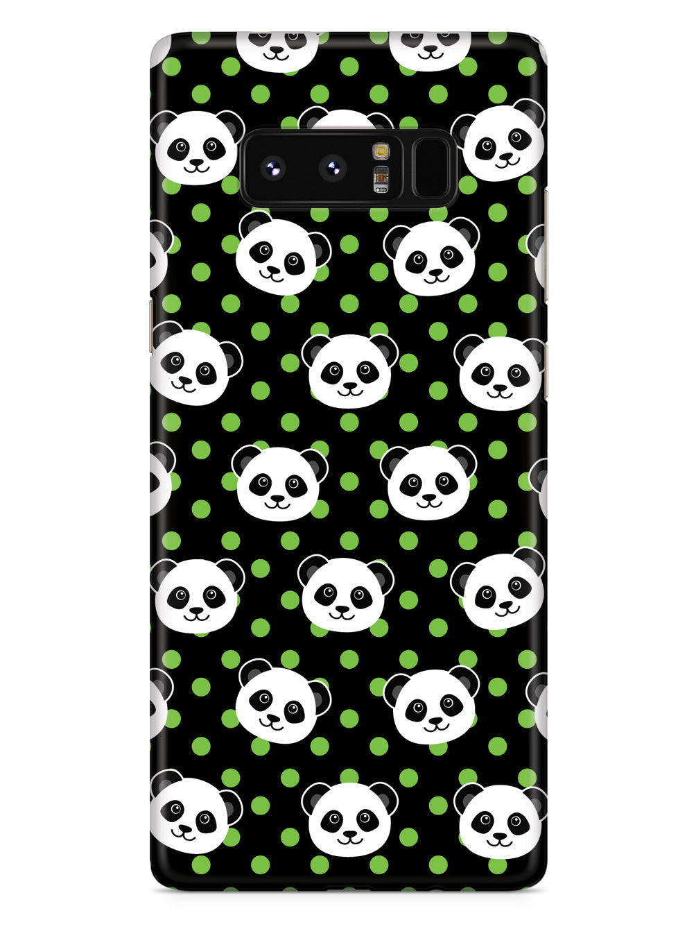 Cute Panda Pattern - Green Polka Dots - Black Case