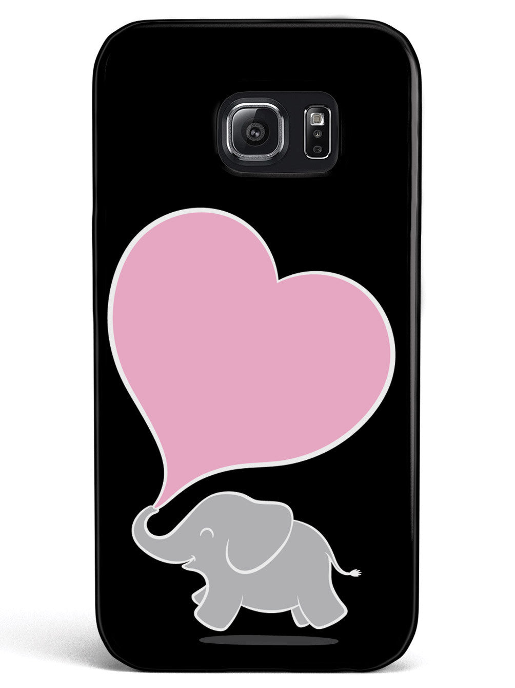 Cute Elephant - Pink Heart - Black Case